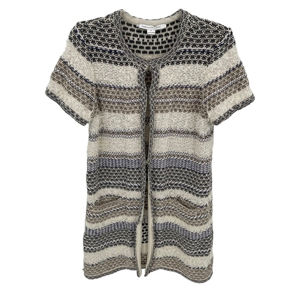 DVF Diane Von Furstenberg Arryn Striped Sweater Cardigan Sz Medium Short Sleeve - Picture 1 of 10